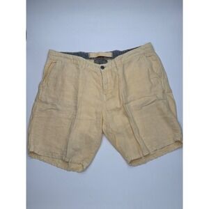 Paperbacks Mens Pale Yellow 100% Linen Flat Front Summer Beach Shorts Size 38